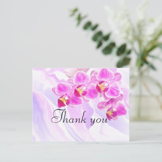 大理石の色の紫のラン感謝していド ポストカード (スタンド正面)