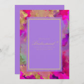 大理石の花嫁ピンク、紫と金ゴールド招待 セーブザデート (正面/裏面)