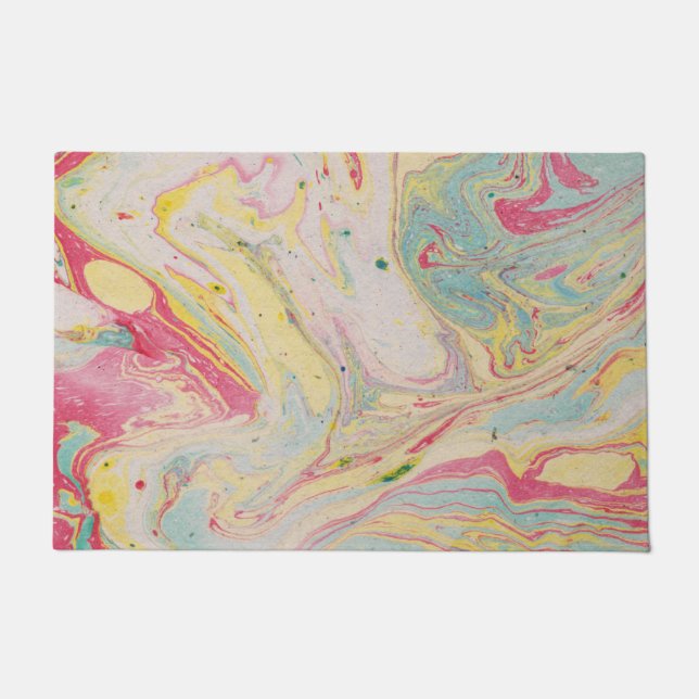 大理石の花崗岩テクスチカラフルャ ドアマット (正面)