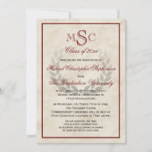 大理石の花輪　モノグラム　クラシック　大学卒業 招待状 (正面)