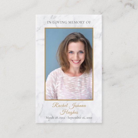 大理石の葉葬儀記念写真祈りの言葉カード 名刺 (正面)