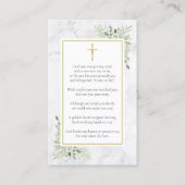 大理石の葉葬儀記念写真祈りの言葉カード 名刺 (裏面)