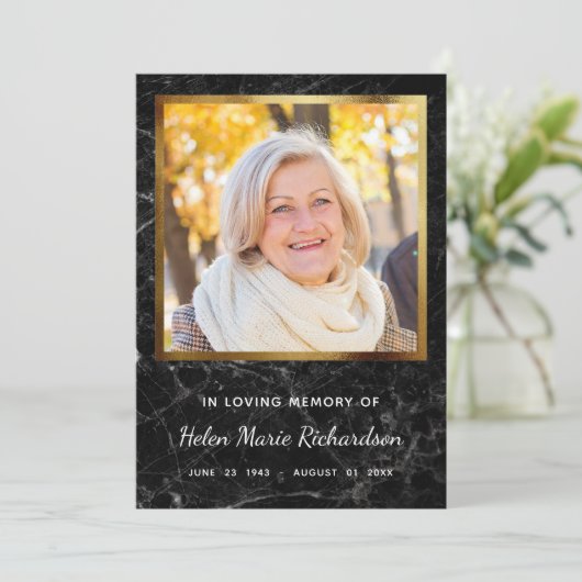 大理石の記念の写真の悔やみや弔慰のサンキューカード サンキューカード (スタンド正面)