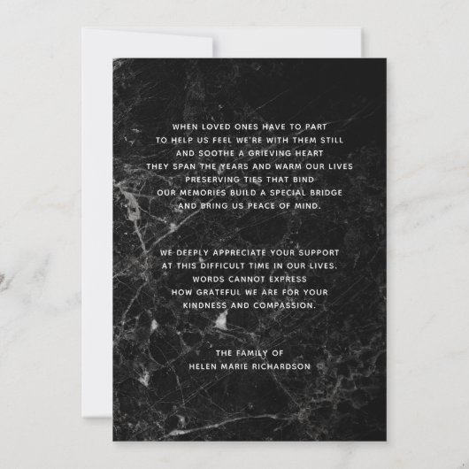 大理石の記念の写真の悔やみや弔慰のサンキューカード サンキューカード (裏面)