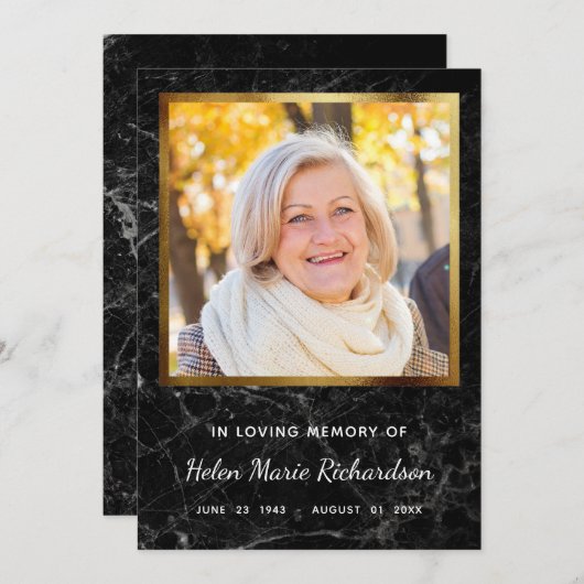 大理石の記念の写真の悔やみや弔慰のサンキューカード サンキューカード (正面/裏面)