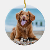 大理石の記憶引用文ドッグフォトペットメモリアル セラミックオーナメント (正面)