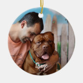大理石の記憶引用文ペット記念犬の写真 セラミックオーナメント (正面)