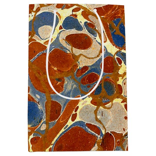 大理石の質パターン|紫系統クリーム黄色 ミディアムペーパーバッグ (正面)