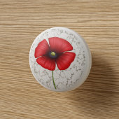 大理石の赤いポピーフェイクの花 セラミックノブ