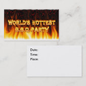 大理石の赤い世界で最も熱いBBQのパーティー 予約カード (正面/裏面)