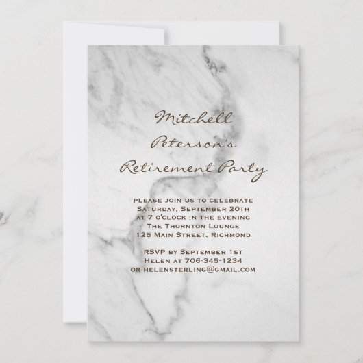 大理石の退職パーティの招待状インタウペ 招待状 (正面)