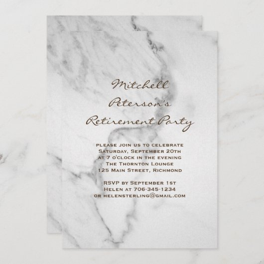 大理石の退職パーティの招待状インタウペ 招待状 (正面/裏面)