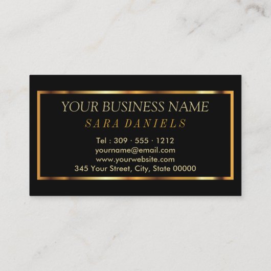 大理石の金ゴールドと青のアクセント 名刺 (裏面)