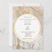 大理石の金ゴールドブルーオレンジのアガート幾何学丸 招待状 (裏面)