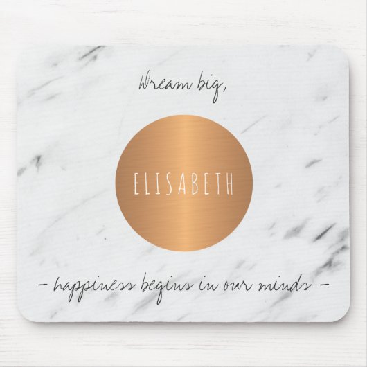 大理石の銅の円は言葉とあなたの名前を鼓舞する マウスパッド (正面)