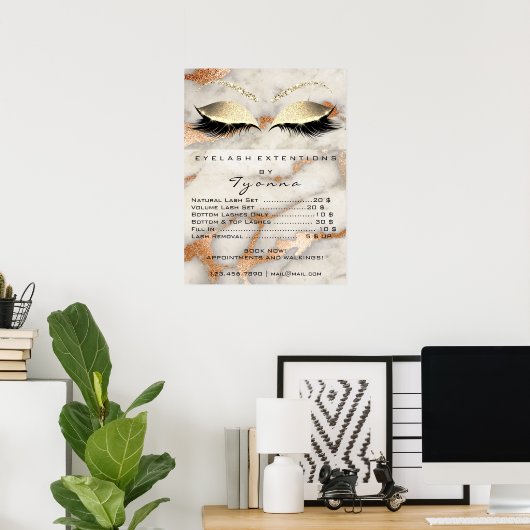 大理石の銅灰色メイクアップ目まぶし価格 ポスター (ホームオフィス)