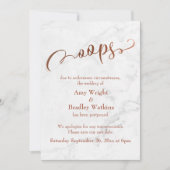 大理石の銅結婚は延期された"おっと!" 更新 招待状 (正面)