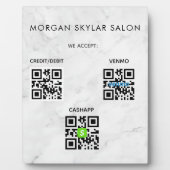 大理石の非接触型QRコードスキャンから支払記号 フォトプラーク (正面)