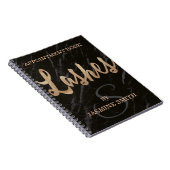 大理石の鞭のシャンペンの粋で黒いグリッター ノートブック (右側)