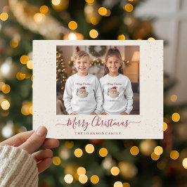 大理石の高級感漂うシンプルなクリスマスカード(写真1枚) シーズンポストカード
