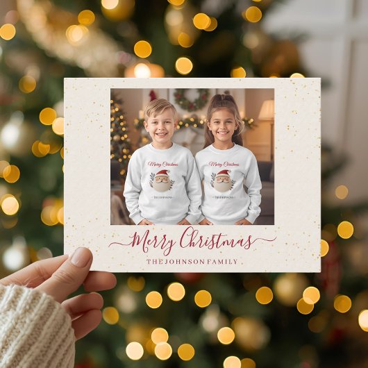 大理石の高級感漂うシンプルなクリスマスカード(写真1枚) シーズンポストカード
