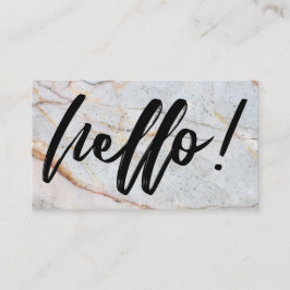 大理石の黒い手書きのHello! 名刺