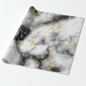 大理石の黒い金ゴールド石のルックエレガントパーティー ラッピングペーパー (アンロールド)
