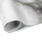 大理石の黒い金ゴールド石のルックエレガントパーティー ラッピングペーパー (ロールコーナー)