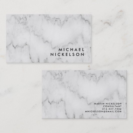 大理石の黒のシンプルでクラシックで男らしい|の名前 名刺 (正面/裏面)