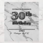 大理石の30歳の誕生日 ワインラベル (シングルラベル)