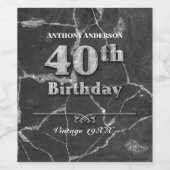 大理石の40歳の誕生日パーティー ワインラベル (シングルラベル)