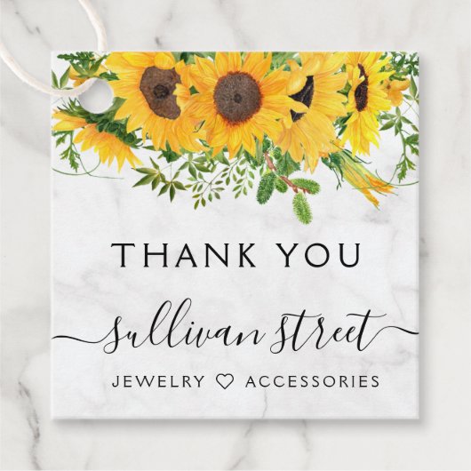 大理石ひまわりブレスレットビジネスサンキューラベル フェイバータグ (正面)