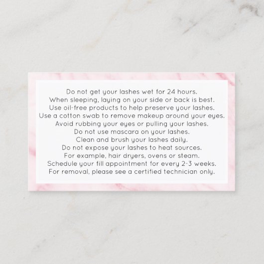 大理石まつげエクステンションアフターケア名刺 名刺 (裏面)