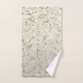 大理石アイボリー&金ゴールドグリッタートレンディーシモダンック バスタオルセット (ハンドタオル)