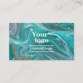 大理石アガテブルーティール（緑がかった色）アクアインスタグラムQrコード 名刺 (正面)