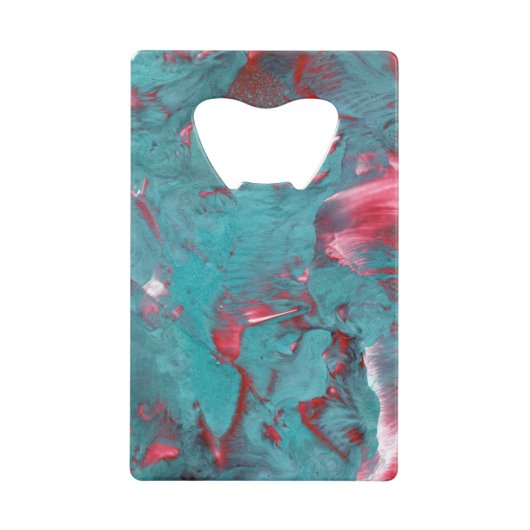 大理石アクアカラーパターン クレジットカード栓抜き (正面)