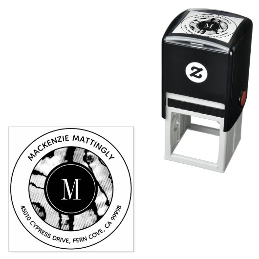 大理石アゲはっきりしたート絞り染めテクスチャモノグラムアドレス セルフインキングスタンプ (インサイチュ)