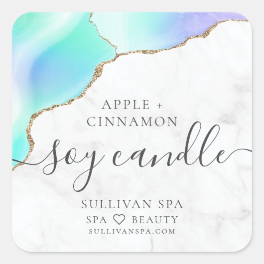 大理石アゲイト金箔しょうゆうラベル スクエアシール (正面)