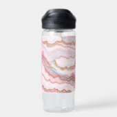 大理石アゲテモダンブルーピンク金ゴールドコレクション ウォーターボトル (背面)