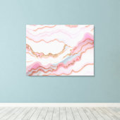 大理石アゲテモダンブルーピンク金ゴールドコレクション キャンバスプリント (インサイチュ (ウッドフロア))