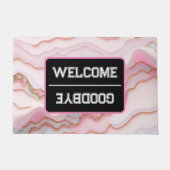 大理石アゲテモダンブルーピンク金ゴールドコレクション ドアマット (正面)