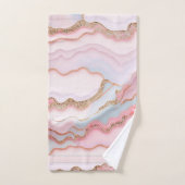 大理石アゲテモダンブルーピンク金ゴールドコレクション バスタオルセット (ハンドタオル)