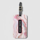大理石アゲテモダンブルーピンク金ゴールドコレクション ラゲッジタグ (正面縦)