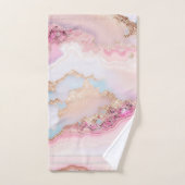 大理石アゲテ人気があるブルーピンク金ゴールドコレクション バスタオルセット (ハンドタオル)