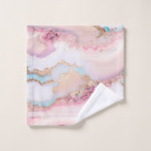 大理石アゲテ人気があるブルーピンク金ゴールドコレクション バスタオルセット (ウォッシュタオル)