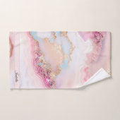 大理石アゲテ人気があるブルーピンク金ゴールドコレクション バスタオルセット (ハンドタオル)