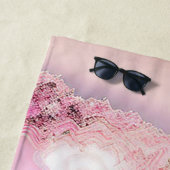 大理石アゲテ人気があるブルーピンク金ゴールドコレクション ビーチタオル (インサイチュ)