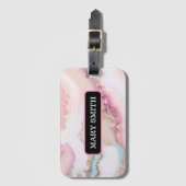 大理石アゲテ人気があるブルーピンク金ゴールドコレクション ラゲッジタグ (正面縦)