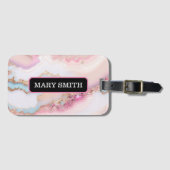 大理石アゲテ人気があるブルーピンク金ゴールドコレクション ラゲッジタグ (正面横)