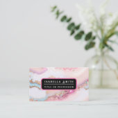 大理石アゲテ人気があるブルーピンク金ゴールドコレクション 名刺 (スタンド正面)